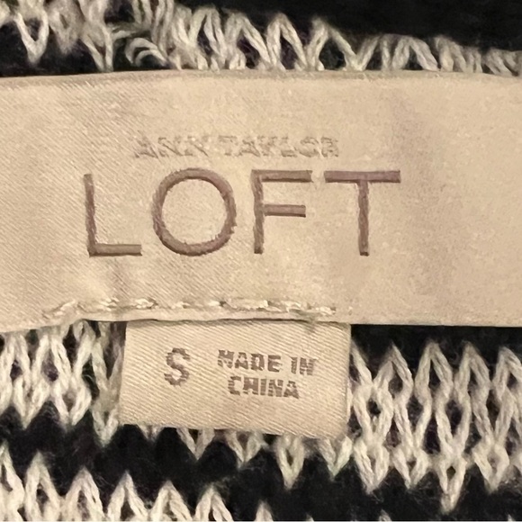 Ann Taylor LOFT Black & White Short-Sleeve Pocket Sweater, Boho Chic, S - Picture 5 of 6